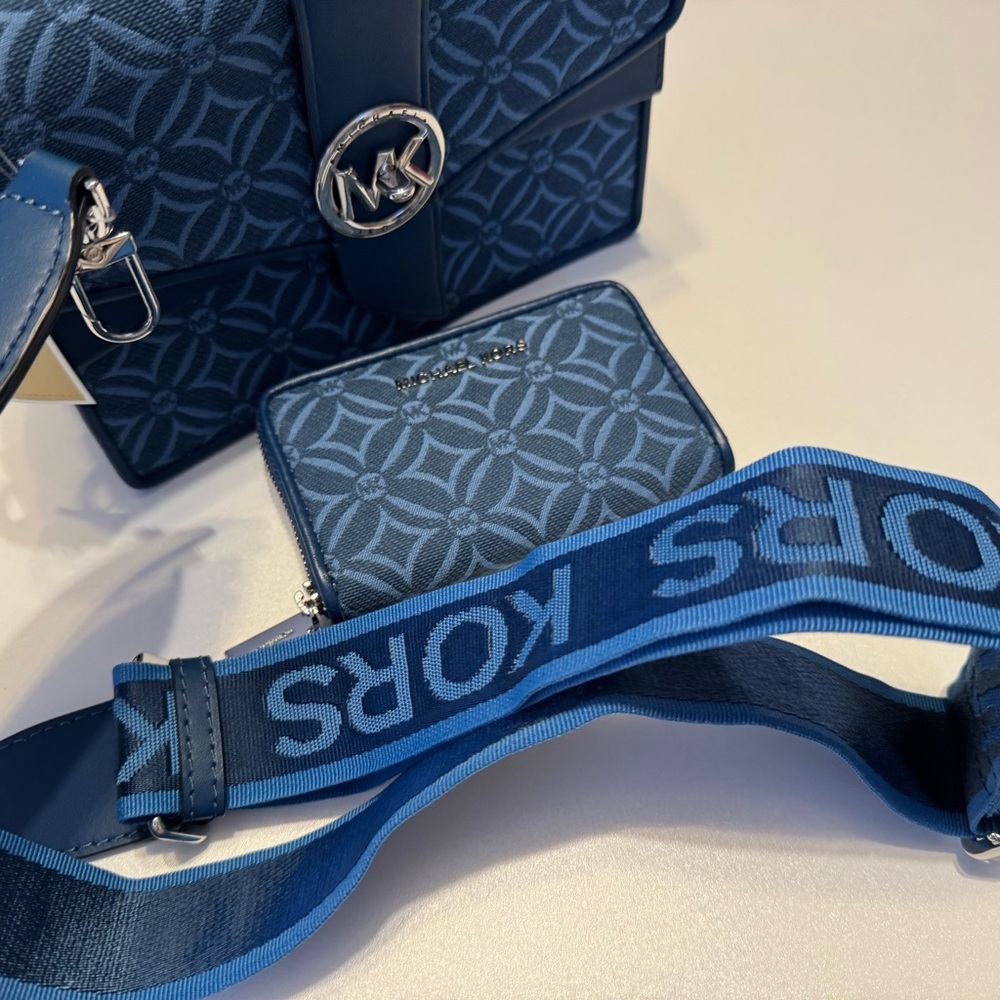 Michael Kors Navy Patterned Crossbody Bag - Picture 4 of 6